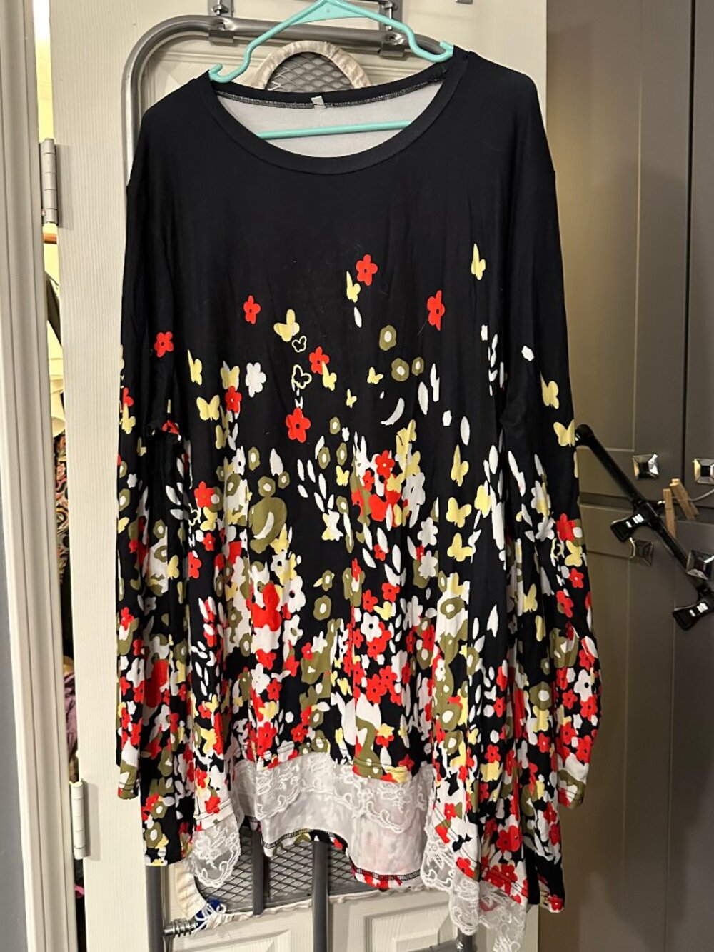 black lace bottom tunic